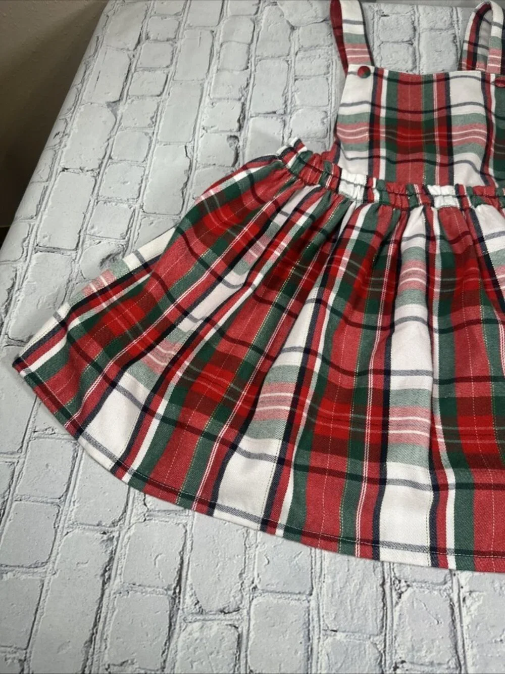 Tommy Bahama Pinafore Jumper Dress Girls Size 7 Plaid Christmas Holiday